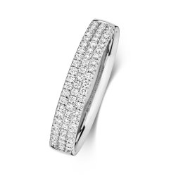 Diamond Claw Set 3 Row Wedding Ring In 18ct White Gold 
