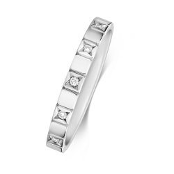 Diamond Gipsy Set Wedding Ring In 9ct White Gold 