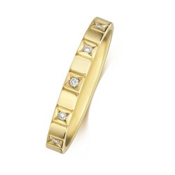 Diamond Gipsy Set Wedding Ring In 9ct Gold 