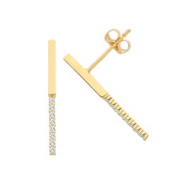 9ct Gold Cz Bar Studs 