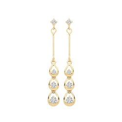 9ct Gold Triple Teardrop Cz Drops 