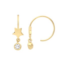 9ct Gold Cz Star Wind On Drops 