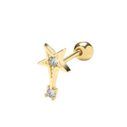 9ct Gold Cz Shooting Star Cartilage Stud 