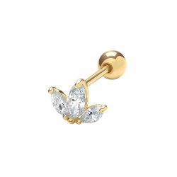 9ct Gold Cz Lotus Cartilage Stud 