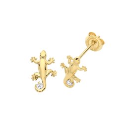 9ct Gold Cz Lizard Studs 