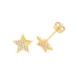 9ct Gold Cz Star Studs 