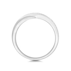 Diamond Grain Set Crossover Band In Platinum 
