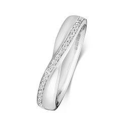 Diamond Grain Set Crossover Band In Platinum 