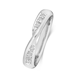 Diamond Grain Set Crossover Band In Platinum 