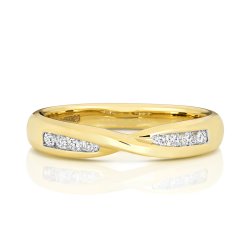Diamond Channel Set Crossover Band In 9ct Gold 