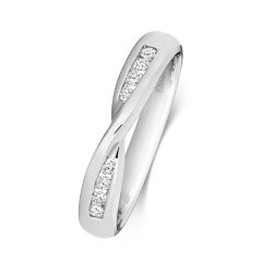 Diamond Channel Set Crossover Band In 9ct Gold 