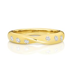 Diamond Gipsy Set Crossover Band In 9ct Gold 