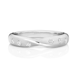 Diamond Gipsy Set Crossover Band In 9ct White Gold 
