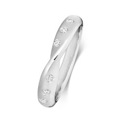 Diamond Gipsy Set Crossover Band In 9ct White Gold 
