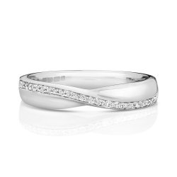 Diamond Grain Set Crossover Band In 9ct White Gold 