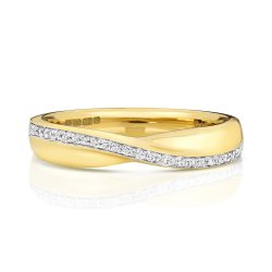 Diamond Grain Set Crossover Band In 9ct Gold 