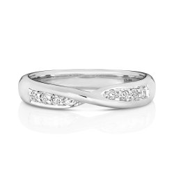 Diamond Grain Set Crossover Band In 9ct White Gold 