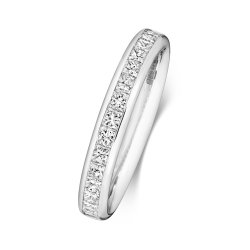 Diamond Channel Set Princess Cut Half Eternity Ring In Platinum 