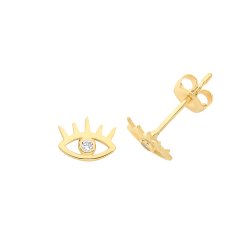 9ct Gold Cz Evil Eye Studs 