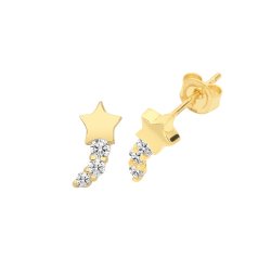 9ct Gold Cz Shooting Star Studs 