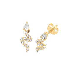 9ct Gold Cz Snake Studs 