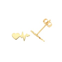 9ct Gold Heartbeat Studs 