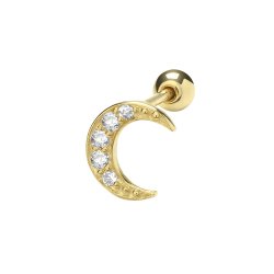 9ct Gold Cz Crescent Moon Cartilage Stud 