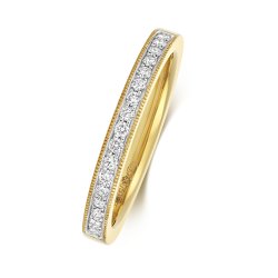Diamond Grain Set Millgrain Eternity Ring In 18ct Gold 