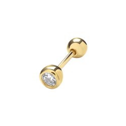 9ct Gold Cz Rubover Cartilage Stud 