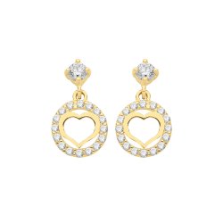 9ct Gold Heart Halo Style Drops 