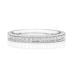 Diamond Grain Set Millgrain Eternity Ring In 18ct White Gold 