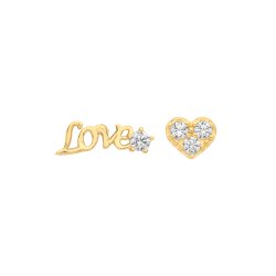 9ct Gold Cz Love Set Studs 