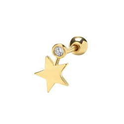 9ct Gold Cz Bezel Star Cartilage Stud 