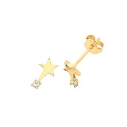 9ct Gold Cz Shooting Star Studs 