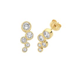 9ct Gold 5 Cz Rubover Studs 