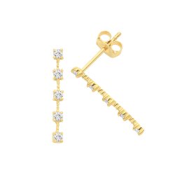 9ct Gold Cz Linear Studs 