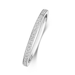 Diamond Grain Set Millgrain Edge Half Eternity Ring In 18ct White Gold 