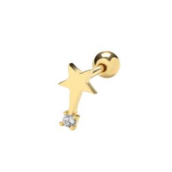 9ct Gold Cz Shooting Star Cartilage Stud 