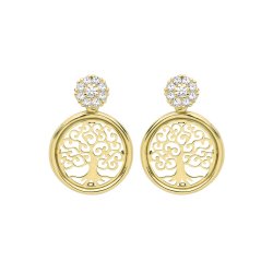 9ct Gold Cz Tree Of Life Drops 
