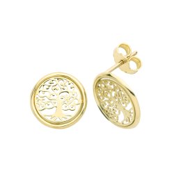 9ct Gold Tree Of Life Studs 