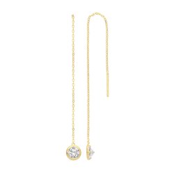 9ct Gold Cz Bezel Pull Trough Drops 