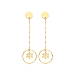 9ct Gold Snowflake Within Circle Drops 