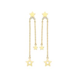 9ct Gold Cz Triple Star Drops 