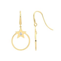 9ct Gold Cz Star Fish Hook Drops 
