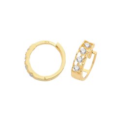 9ct Gold Cz Hinged Hoops 