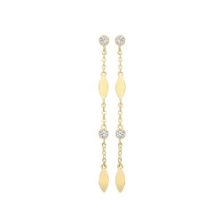 9ct Gold Cz Bezel And Marquise Shaped Drops 