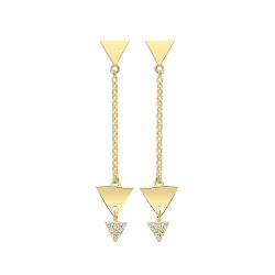 9ct Gold Plain And Cz Triangles Drops 