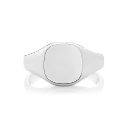 Silver Unisex Cushion Signet Ring 