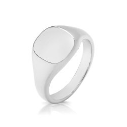 Silver Unisex Cushion Signet Ring 
