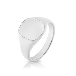 Silver Unisex Cushion Signet Ring 